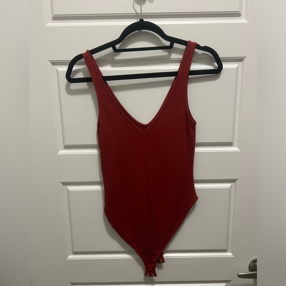 Forever 21 V-cut bodysuit, burnt orange